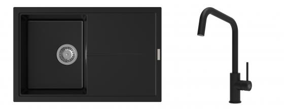 K-StrongSinks S3 évier granit Labe 780x500mm noir + robinet  Arda noir