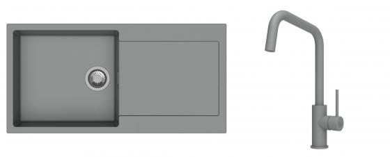 K-StrongSinks S3 évier granit Zala 1000x500mm gris + robinet Arda gris