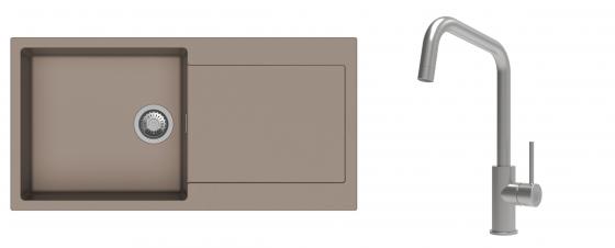 K-StrongSinks S3 évier granit Zala 1000x500mm beige + robinet Arda inox