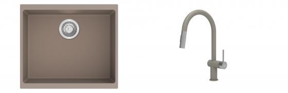 K-StrongSinks S3 évier granit Hron 530x460mm beige + robinet Neris beige