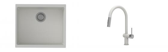 K-StrongSinks S3 évier granit Hron 530x460mm blanc + robinet Neris blanc