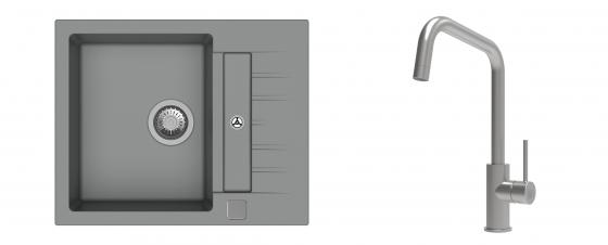 K-StrongSinks S3 évier granit Vardar 615x500mm gris + robinet Arda inox