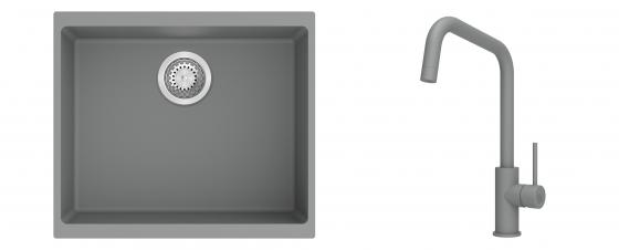 K-StrongSinks S3 évier granit Hron 530x460mm gris + robinet Arda gris