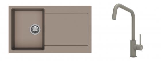 K-StrongSinks S3 évier granit Zala 860x500mm beige + robinet Arda beige
