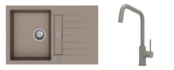 K-StrongSinks S3 évier granit Vardar 780x500mm beige + robinet Arda beige