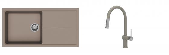 K-StrongSinks S3 évier granit Labe 1000x500mm beige + robinet Neris beige