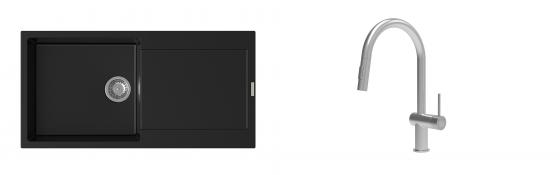 K-StrongSinks S3 évier granit Zala 1000x500mm noir + robinet Neris inox