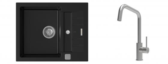 K-StrongSinks S3 évier granit Vardar 615x500mm noir + robinet Arda inox