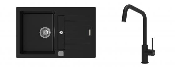 K-StrongSinks S3 évier granit Vardar 780x500mm noir + robinet  Arda noir