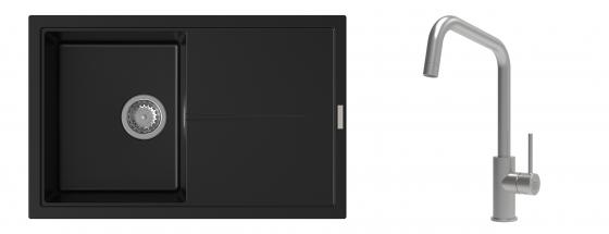 K-StrongSinks S3 évier granit Labe 780x500mm noir + robinet Arda inox