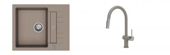 K-StrongSinks S3 évier granit Vardar 615x500mm beige + robinet Neris beige
