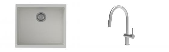 K-StrongSinks S3 évier granit Hron 530x460mm blanc + robinet Neris inox
