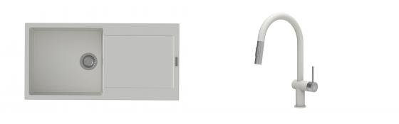 K-StrongSinks S3 évier granit Zala 1000x500mm blanc + robinet Neris blanc