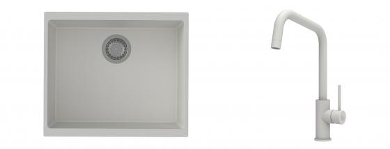 K-StrongSinks S3 évier granit Hron 530x460mm blanc + robinet Arda blanc