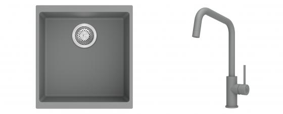 K-StrongSinks S3 évier granit Hron 430x460mm gris + robinet Arda gris