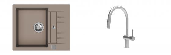K-StrongSinks S3 évier granit Vardar 615x500mm beige + robinet Neris inox
