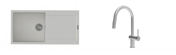 K-StrongSinks S3 évier granit Zala 1000x500mm blanc + robinet Neris inox