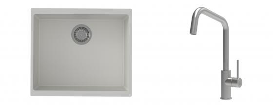 K-StrongSinks S3 évier granit Hron 530x460mm blanc + robinet Arda inox