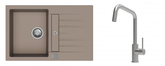 K-StrongSinks S3 évier granit Vardar 780x500mm beige + robinet Arda inox