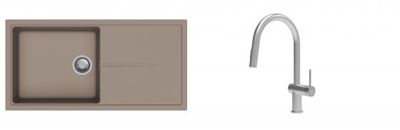 K-StrongSinks S3 évier granit Labe 1000x500mm beige + robinet Neris inox