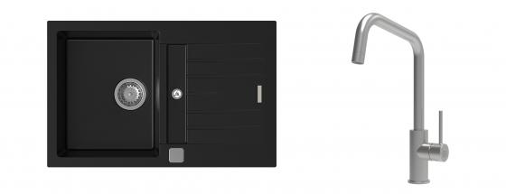 K-StrongSinks S3 évier granit Vardar 780x500mm noir + robinet Arda inox