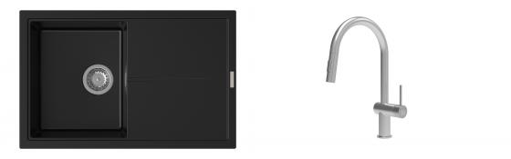 K-StrongSinks S3 évier granit Labe 780x500mm noir + robinet Neris inox
