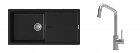 K-StrongSinks S3 évier granit Labe 1000x500mm noir + robinet Arda inox
