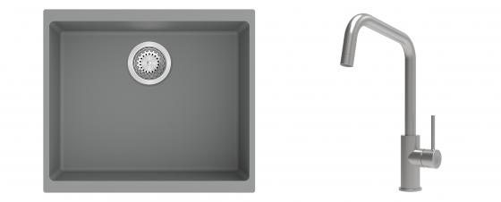 K-StrongSinks S3 évier granit Hron 530x460mm gris + robinet Arda inox
