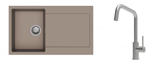 K-StrongSinks S3 évier granit Zala 860x500mm beige + robinet Arda inox