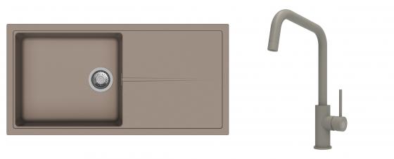 K-StrongSinks S3 évier granit Labe 1000x500mm beige + robinet Arda beige