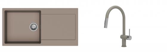 K-StrongSinks S3 évier granit Zala 1000x500mm beige + robinet Neris beige