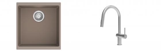 K-StrongSinks S3 évier granit Hron 430x460mm beige + robinet Neris inox