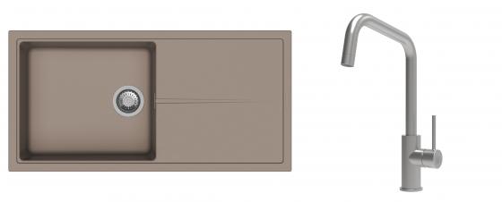 K-StrongSinks S3 évier granit Labe 1000x500mm beige + robinet Arda inox