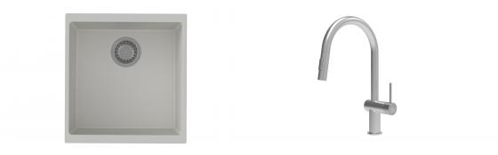 K-StrongSinks S3 évier granit Hron 430x460mm blanc + robinet Neris inox