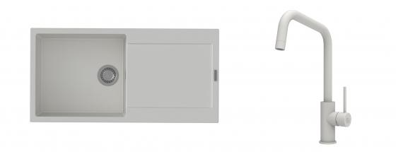 K-StrongSinks S3 évier granit Zala 1000x500mm blanc + robinet Arda blanc