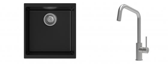 K-StrongSinks S3 évier granit Hron 430x460mm noir + robinet Arda inox