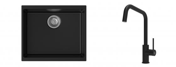 K-StrongSinks S3 évier granit Hron 530x460mm noir + robinet  Arda noir