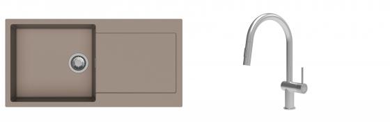 K-StrongSinks S3 évier granit Zala 1000x500mm beige + robinet Neris inox