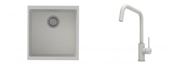 K-StrongSinks S3 évier granit Hron 430x460mm blanc + robinet Arda blanc