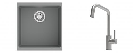 K-StrongSinks S3 évier granit Hron 430x460mm gris + robinet Arda inox