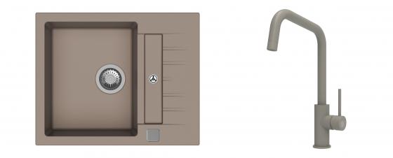 K-StrongSinks S3 évier granit Vardar 615x500mm beige + robinet Arda beige