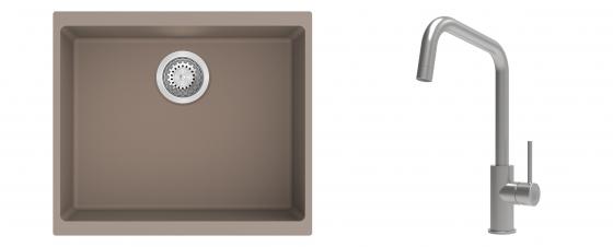 K-StrongSinks S3 évier granit Hron 530x460mm beige + robinet Arda inox