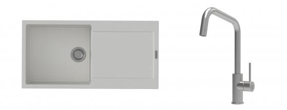 K-StrongSinks S3 évier granit Zala 1000x500mm blanc + robinet Arda inox