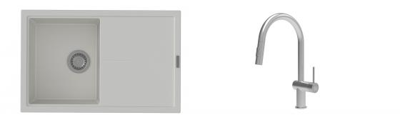 K-StrongSinks S3 évier granit Labe 780x500mm blanc + robinet Neris inox