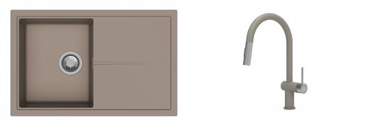 K-StrongSinks S3 évier granit Labe 780x500mm beige + robinet Neris beige
