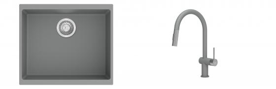 K-StrongSinks S3 évier granit Hron 530x460mm gris + robinet Neris gris