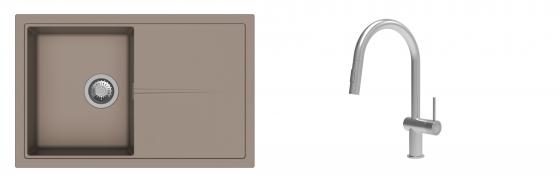 K-StrongSinks S3 évier granit Labe 780x500mm beige + robinet Neris inox