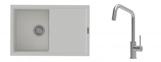 K-StrongSinks S3 évier granit Labe 780x500mm blanc + robinet Arda inox