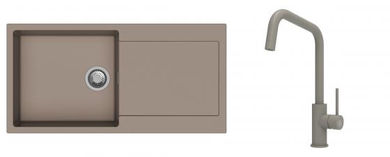 K-StrongSinks S3 évier granit Zala 1000x500mm beige + robinet Arda beige
