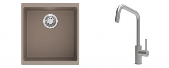 K-StrongSinks S3 évier granit Hron 430x460mm beige + robinet Arda inox